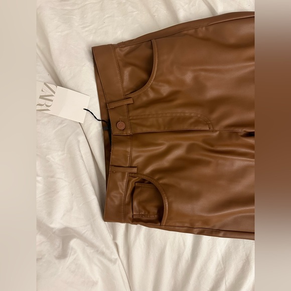 Faux brown leather Zara pants - Picture 2 of 6